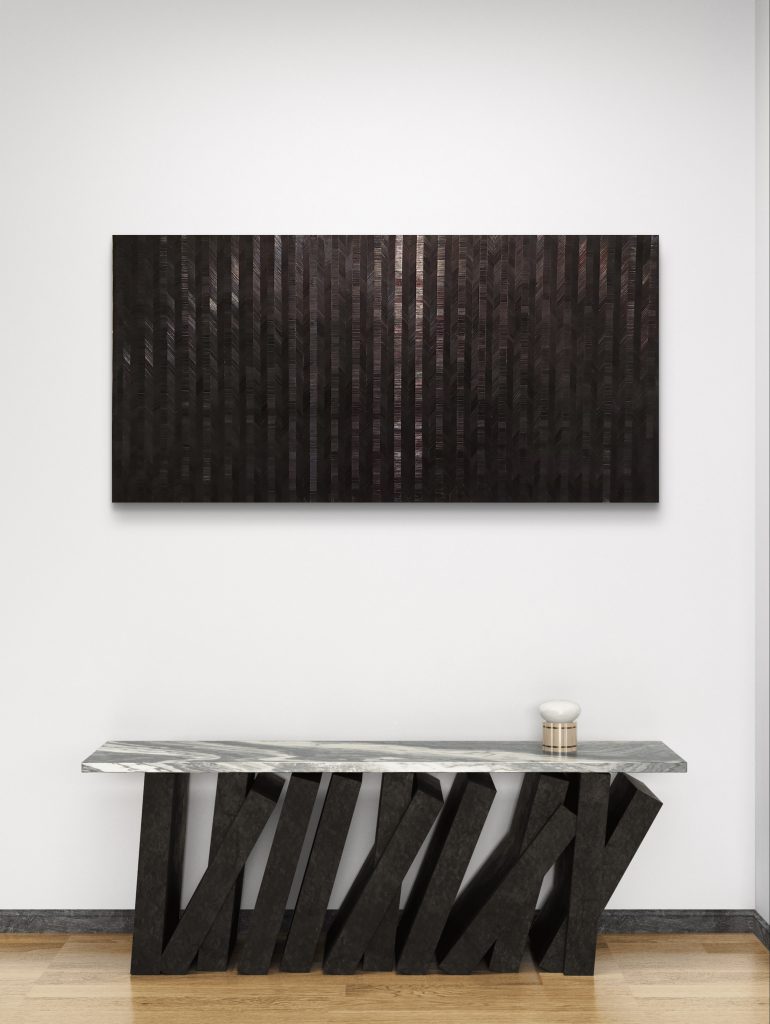 panneau décoratif en marqueterie de paille de seigle