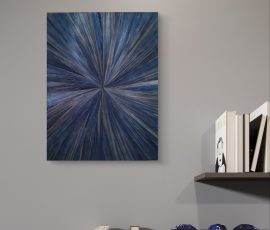 Panneaux Soleil bleu en marqueterie de paille de seigle