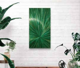 Panneaux Soleil vert en marqueterie de paille de seigle