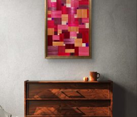 tableau mosaïque dégradé de couleurs en marqueterie de paille